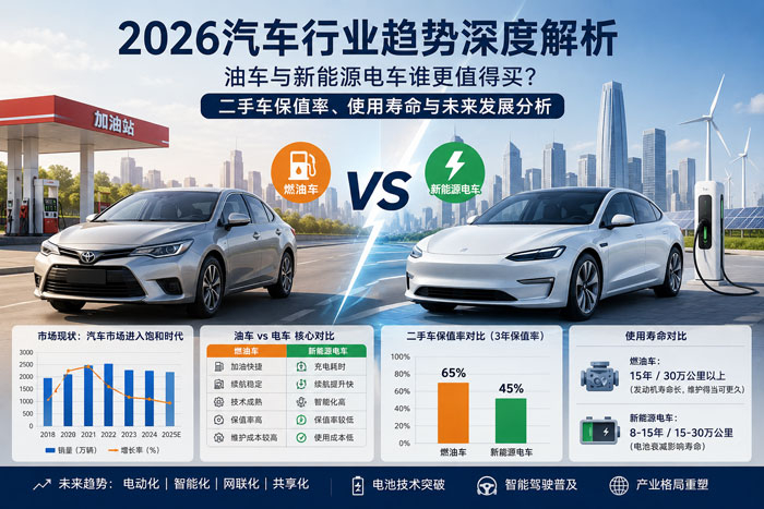 2026汽车行业趋势深度解析：油车与新能源电车谁更值得买？二手车保值率、使用寿命与未来发展分析